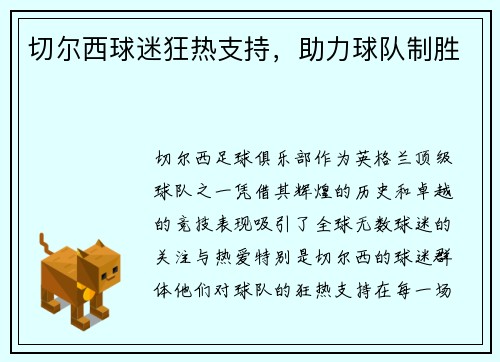 切尔西球迷狂热支持，助力球队制胜